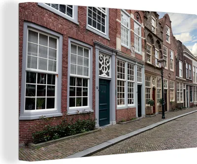 Produktbild von OneMillionCanvasses® - Leinwandbilder - 140x90 cm, Huizen - Dordrecht - Niederlande, Wandbilder Kunstdruck Wanddekoration - Foto auf Leinwand - Gemälde auf Holzrahmen