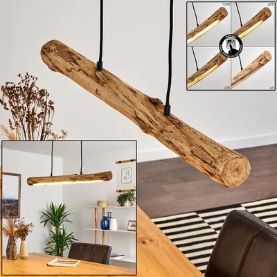 Produktbild von Licata »Licata« dimmbare Hängelampe aus Metall/Holz in Schwarz/Natur