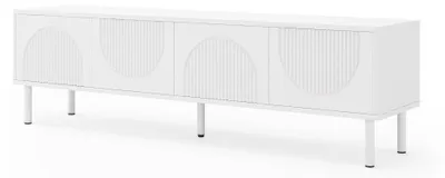 Obrázok produktu pre Biela matná TV skrinka s minimalistickým dizajnom, 4 dvierka, úložný priestor
