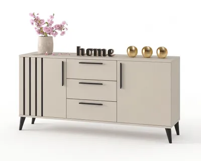 Produktbild von Große Kommode mit Schubladen Fernsehschrank HANA 3S Kaschmir/Kaschmir 150cm, KI-generiertes Bild