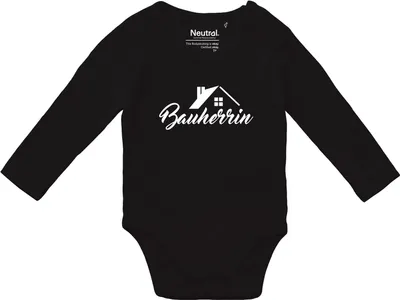 Produktbild von Huuraa Baby Body Bauherrin 74 Black  Baumwolle Fairtrade Langarmbody Geschenkidee