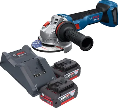 Immagine prodotto di Smerigliatrice angolare a batteria Bosch GWS 18V-11 Professional 18 V 125 mm + 2 batterie da 4,0 Ah + caricabatteria