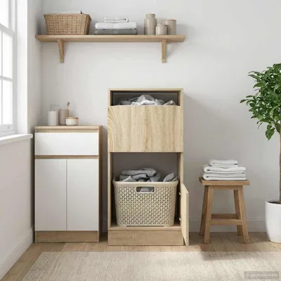 Obrázok produktu pre vidaXL Skriňa na bielizeň s dverami Sonoma 50 x 68 x 102 cm drevený materiál