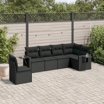 Produktbild von 6-tlg. Garten-Sofagarnitur mit Kissen Schwarz Poly Rattan 3220224
