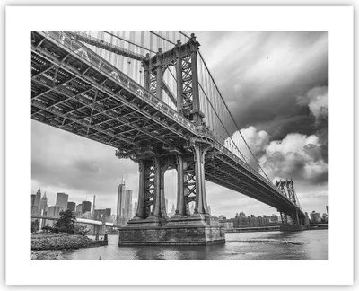 Produktbild von Poster - Poster ohne Rahmen - Manhattan Brücke Schwarzweiß - 50x40 cm - Wand Bild - Wanddeko - Wandbilder - Kunstposter - Wandposter - Bilder - Kunstdruck - Wanddekoration - Wandbild - P2XAA50x40-4156