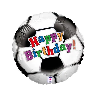 Obrázok produktu pre Karaloon označený futbalový balónik s nápisom Happy Birthday