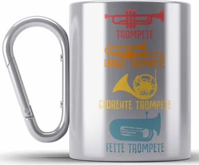 Produktbild von Trendation - Arten Von Trompeten Geschenk Edelstahl Tasse Karabiner Trompetenspieler Geschenkidee Männer (Silber)
