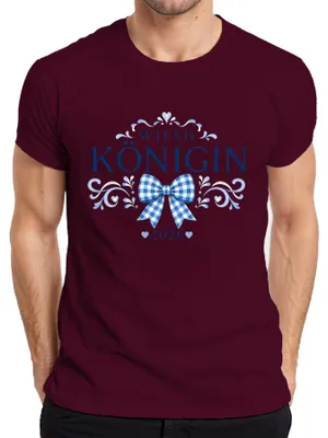 Productafbeelding van Wiesn Königin 2026, , blauw-wit, lederen broek, Wasen, heren T-shirt, bordeauxrood, 3XL