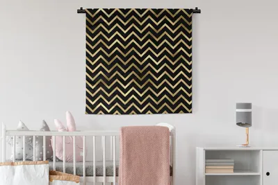 Produktbild von MuchoWow® Wandteppich Wandbehang Muster - Linie - Gold 90x90 cm Tapisserie Dekoration Wandtuch - Wandaufhänger