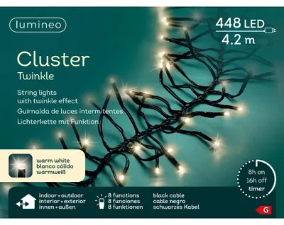 Produktbild von LED Clusterbeleuchtung Twinkle Effekt L.420cm 448L schwarz/warmes weiß