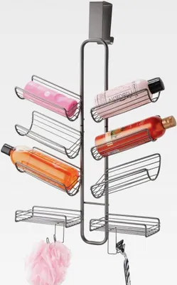 Produktbild von Duschablage zum Hängen über die Duschtür – praktisches Duschregal ohne Bohren – Duschorganizer zum Hängen aus rostbeständigem Metall für sämtliches Duschzubehör – graphitgrau