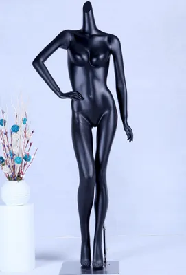 Image de X+3 debout Mannequin noir mat laqué haut de gamme sans tête avec plaque métal femme Femme