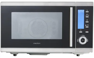 Obrázok produktu pre Mikrovlnná rúra MEDION MD 15501 4 v 1 s grilom (25 litrov, 900 W, 1100 W gril, 2500 W konvekcia, 10 automatických programov) strieborná