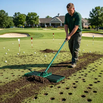 Produktbild von YZNAHRE Rasen Rakel Metall Rasen Nivellierrechen mit Verstellbar Stiel 25x50cm Flächenebner Rasenschieber Leveling Rake Rasenwerkzeug für Golf Gartengras Surface, Grün