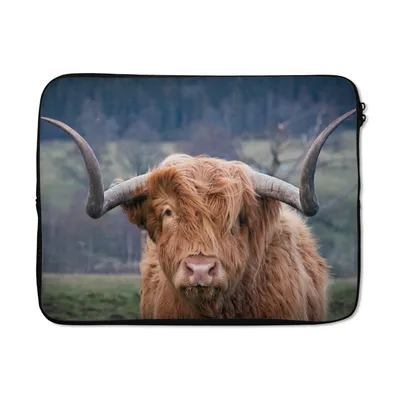 Produktbild von MuchoWow® Laptop Hülle 15 Zoll Schottischer Highlander - Hörner - Berg Laptoptasche - Laptoptasche - Sleeve - Rundum-Schutz