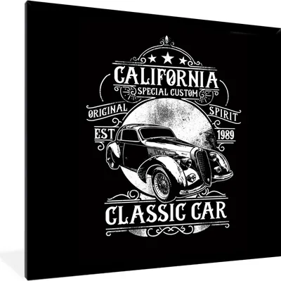Produktbild von MuchoWow® MuchoWow® Gerahmtes Poster Mancave - Auto - Vintage - Schwarz - Weiß 40x40 cm - Poster mit zchwarzem Bilderrahmen - Mit Rahmen - Wanddekoration Schlafzimmer