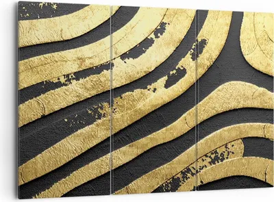 Produktbild von Bild auf Leinwand - Leinwandbild - 3 Teile - Abstraktion dreidimensional Gold - 165x110cm - Wand Bild - Wanddeko - Wandbilder - Leinwanddruck - Bilder - Wanddekoration - Leinwand bilder CE165x110-4461