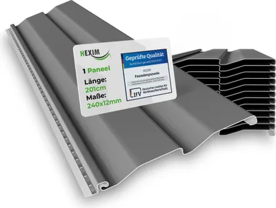 Produktbild von HEXIM Siding Fassadenpaneele außen Fassadenverkleidung wetterfest Kunststoffpanelee PVC-U Verkleidung Außenwand Hausverkleidung UV-beständig - (1 Paneel grau 0,48QM)