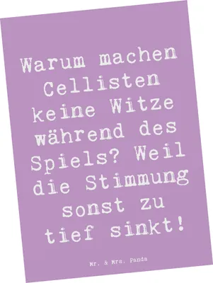 Produktbild von Mr. & Mrs. Panda Postkarte Spruch Cello Witz Verdorben - Lavendeltraum - Geschenk, Klassische Musik, Orchester, Musikinstrument, Musiker, Ansichtskarte, Postkarten