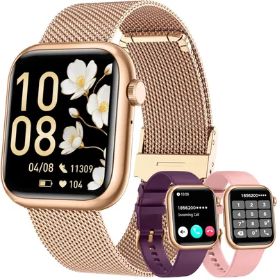 Smartwatch Damen mit Bluetooth Telefonfunktion, 1,83" HD Touchscreen Sportuhr, 120+ Sportmodi, Schrittzähler, Pulsmesser, IP68, iOS Android