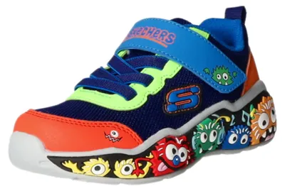 Produktbild von Skechers WIP 407312N-NVMT in Navy & Blue Textile/ Lime & Red Synthetic/ Multi Trim color size 26