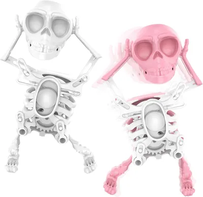 Produktbild von Skelettdarstellungen – Set mit 2 – Halloween-Skelettfiguren – Tanzendes Skelett – Tischdekoration – Halloween-Dekorationen für Partys