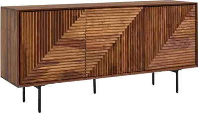 Produktbild von WOHNLING Sideboard 148x72x40 cm Sheesham Massivholz / Metall Anrichte, Kommode mit drei Türen, Kommodenschrank Holz Modern, Standschrank Wohnzimmer