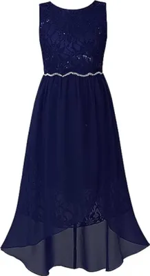 Produktbild von Strahlendes Blumenmädchen Kleid : Festliches Maxi-Chiffon-Kleid in Größe 152 mit Strass-Gürtel und Schlitz-Shorts