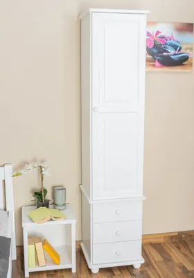 Produktbild von Schrank Kiefer massiv Vollholz weiß Junco 44 - Abmessung 195 x 45 x 42 cm