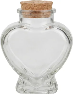 Image de Mini bouteille en verre décorative, de 75 ml, en forme de cœur, avec bouchon en liège, idéale pour les messages et les souvenirs
