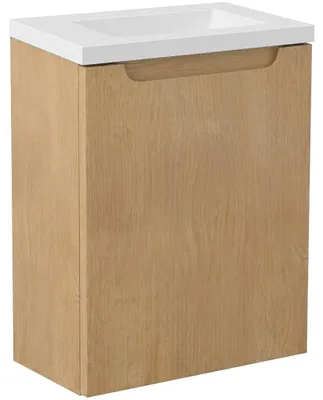 Obrázok produktu pre CERANO – Skrinka pod umývadlo pre WC Sora – medový dub + umývadlo z liateho mramoru – biela lesklá – 40 x 57,5 x 22 cm