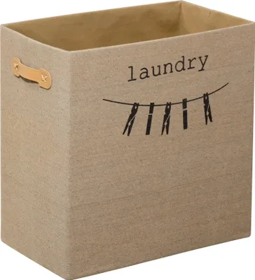 Produktbild von FACKELMANN Wäschebox / faltbare Box in Leinen-Optik / dekorative Wäschebox mit Aufdruck / Maße (B x H x T): ca. 45 x 45 x 25 cm / Farbe: Beige / passend für Fackelmann Schränke mit min. 45 cm Breite