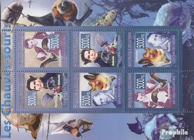 Produktbild von Briefmarken Guinea 2008 Mi 5565-5570 Kleinbogen (kompl. Ausgabe) postfrisch FAUNA Fledermäuse