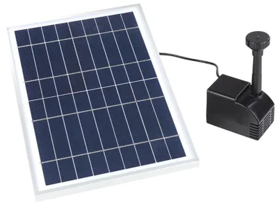 Image de POMpolyéthylène solaire pour étang 800 l/h avec moteur sans balais IP68 et 5 buses d'aspolyéthylènerseurs