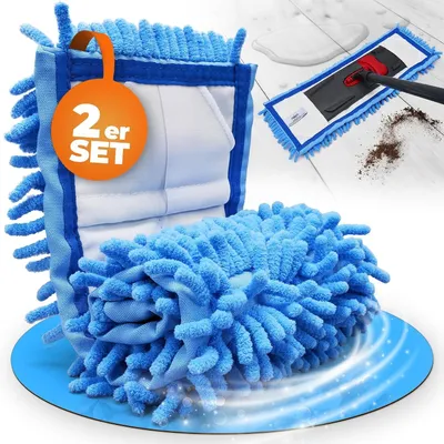 Imagen del producto de Funda para mop de limpieza para superficies húmedas y secas - Mop para suelos, funda de 40 cm - Juego de 2 unidades