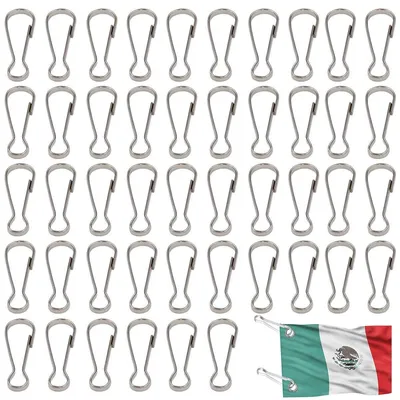 Image de 100 clips en acier inoxydable pour mât de drapeau - Crochet de fixation durable pour drapeaux