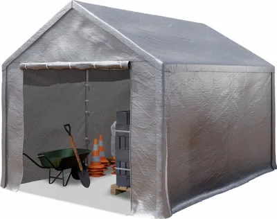 Produktbild von TOOLPORT Lagerzelt 3x4 m Zelthalle Unterstand Zeltgarage PE Plane 350 N wasserdicht in grau