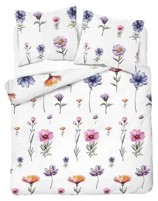 Image de Parure de lit, parure de lit en flanelle, chaude, pour l'hiver, dimensions 200x220, référence 6044b, couleur blanche, motif floral, Image générée par une IA