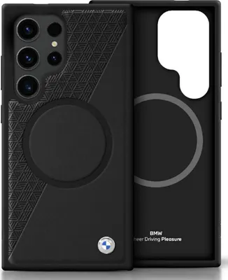 Zdjęcie produktu dla Etui BMW Leather Half Textured MagSafe do S25 Ultra czarny