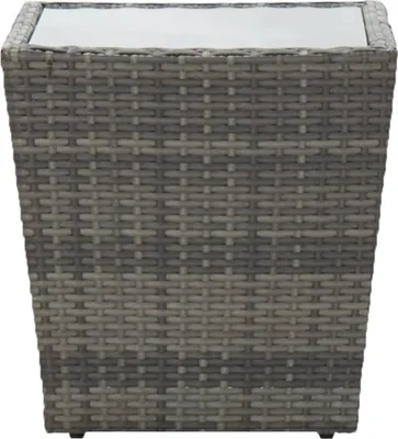 Produktbild von vidaXL Beistelltisch Grau 41,5x41,5x43 cm Poly Rattan und Hartglas