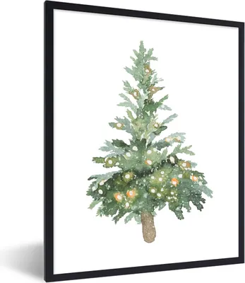 Produktbild von MuchoWow® MuchoWow® Gerahmtes Poster Weihnachtsbaum - Beleuchtung - Party 60x80 cm - Poster mit zchwarzem Bilderrahmen - Premium - Wanddeko Wohnzimmer