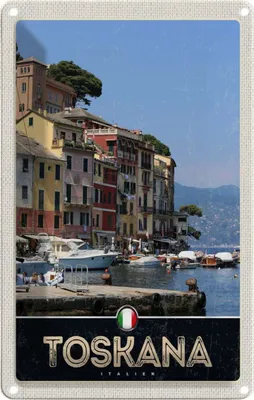 Produktbild von vianmo Blechschild 30x20 cm Toskana Italien Gebäude Meer Bildmotiv Reisemotiv Abenteuer Reisen Urlaub