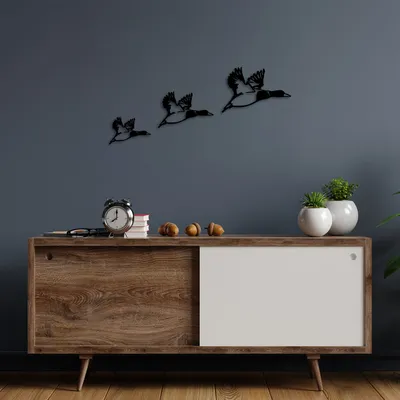 Image de Wallity, Ducks- SKL2356, noir, autres décorations pour la maison, 16 x 11 cm, 100% métal (épaisseur : 1 mm)