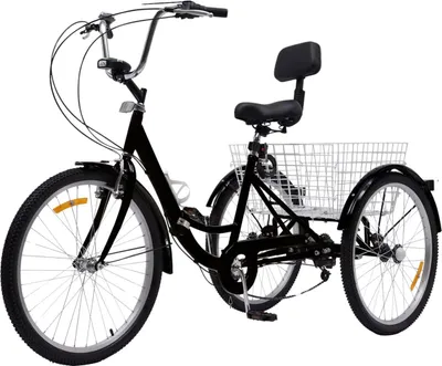 Produktbild von Dreiräder 24" – Faltbare Dreirad für Erwachsene – 7 Gänge – Mit Hinterkorb & LED – Schwarz