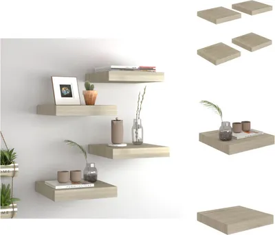 Produktbild von vidaXL Schwebende Wandregale 4 Stk. Eichefarben 23x23,5x3,8cm MDF - Wandregale