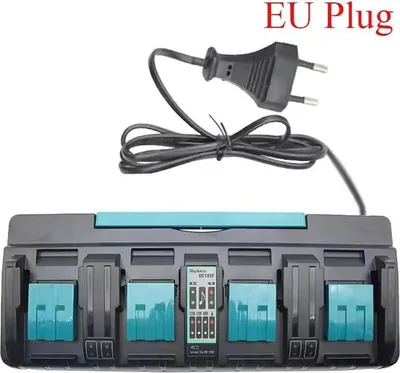 Obrázek produktu pro Nabíječka pro 4 Li-Ion akumulátory – Nabíjecí stanice – Pro akumulátory 14,4–18 V, typy BL1430, BL1830 – Rychlé nabíjení – Funkce powerbanky s USB – Konektor EU