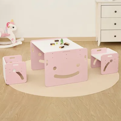 Productafbeelding van Montessori Weaning Tafel met 2 Stoelen voor Peuters - Roze