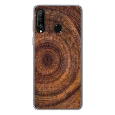 Produktbild von MuchoWow® Handyhülle Schutzhülle Hülle für Huawei P30 Lite Kreis - Holz - Ringe Silikon Softcase Handy Hülle - Handyhülle