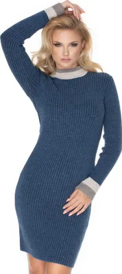 Produktbild von PeeKaBoo Damen gestrickt Pullover Kleid mit Rollkragen Maglod Jeans Universal