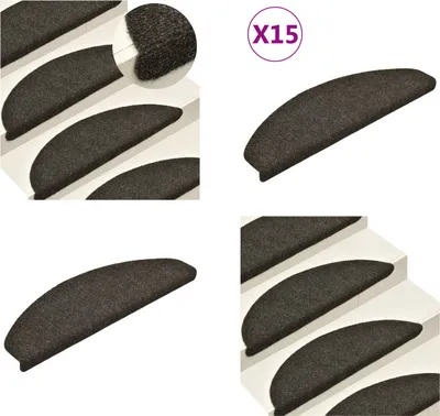 Obrázek produktu pro vidaXL Samolepicí rohože na schody 15 ks. Antracit 65x21x4 cm - Podložka na schody - Podložky na schody - Podložka na schody - Podložky na schody